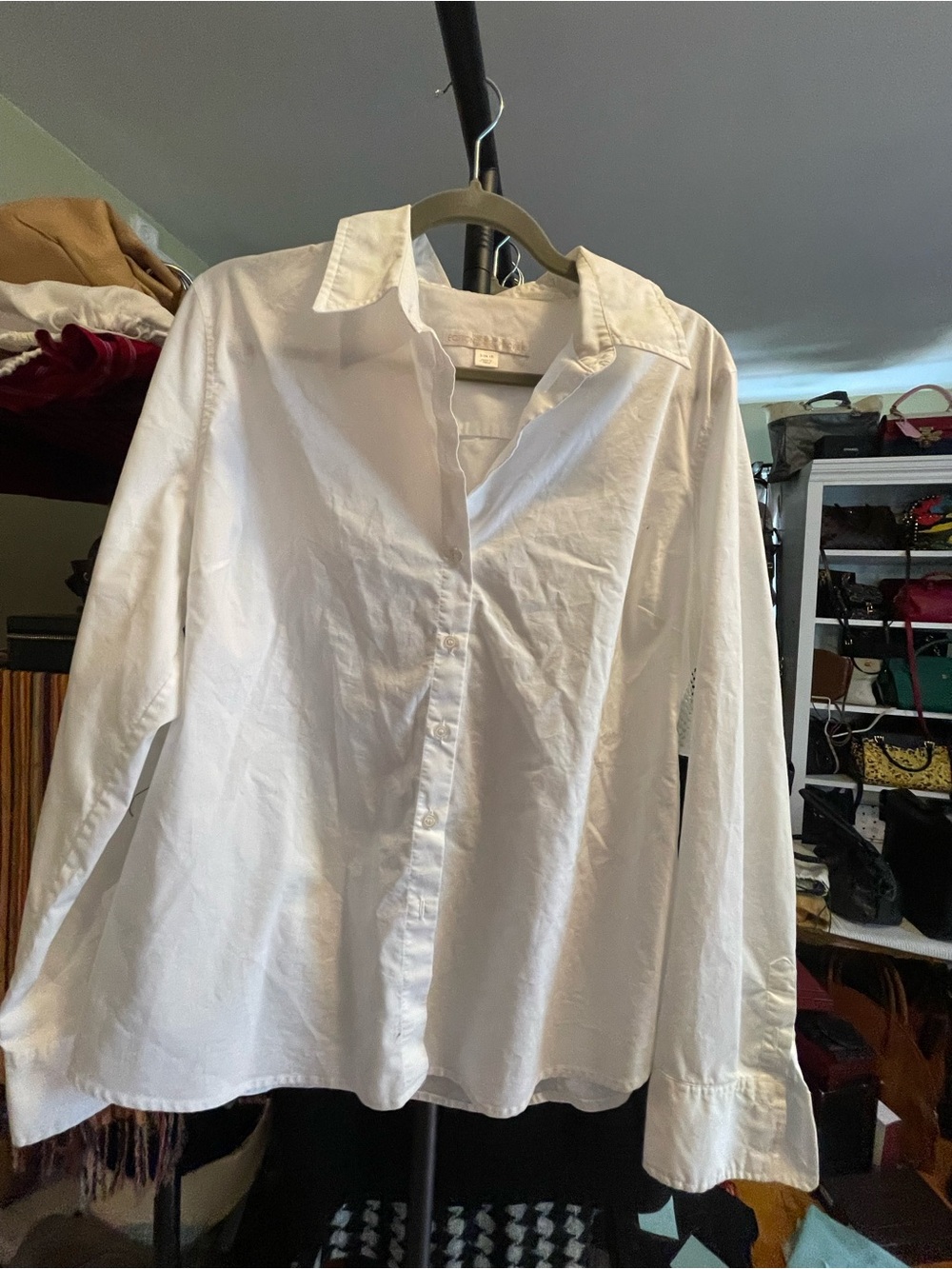Boston Proper White Button Down Shirt Classic Stretch Blouse 16 - Picture 2 of 6